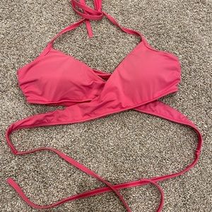Abercrombie and Fitch wrap around pink swim top.